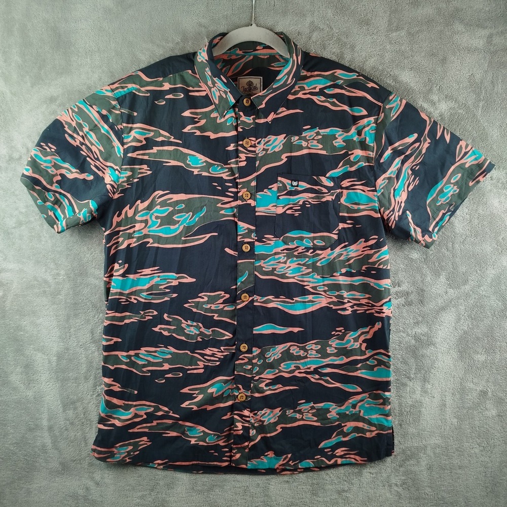 Tactical Distributors TD Apparel Mens M Hawaiian Shirt Miami Tiger Stripe Camo